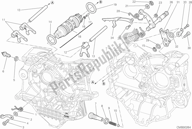 All parts for the Shift Cam - Fork of the Ducati Superbike 1198 R 2010